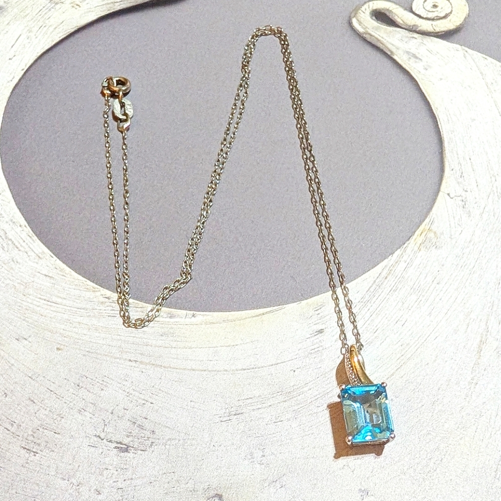 Alwand Vahan 10kt and Sterling 3ct Swiss Blue Topaz Necklace - Picture 2 of 8